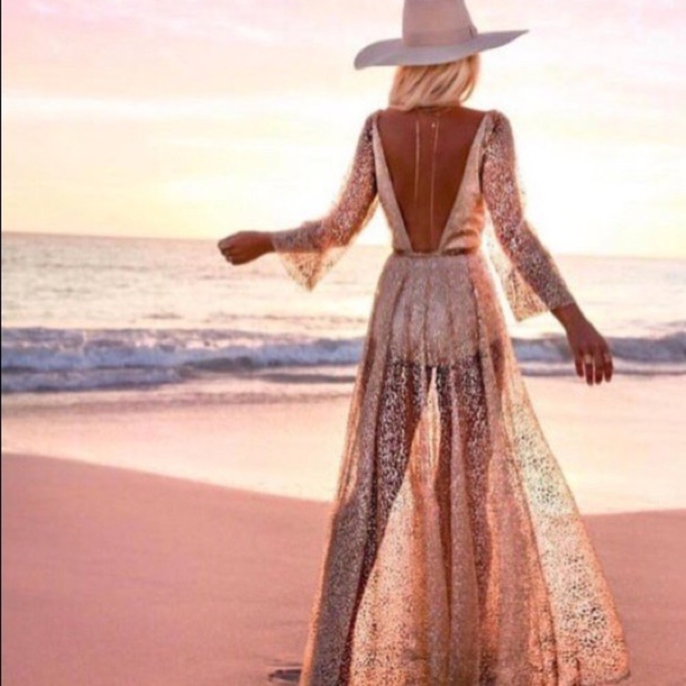 WhitefoxBoutique Lucky Star Glitter Gown Rose Gold